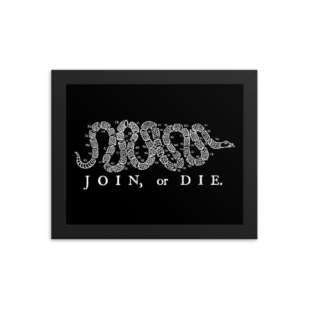 Join or Die 50 State Framed poster