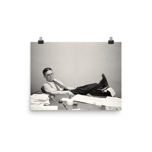 H.L. Mencken Sitting At His Desk Print