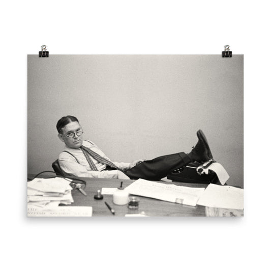 H.L. Mencken Sitting At His Desk Print