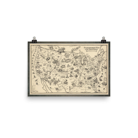 Bootlegger's Map of the United States 1928 Prohibition Map