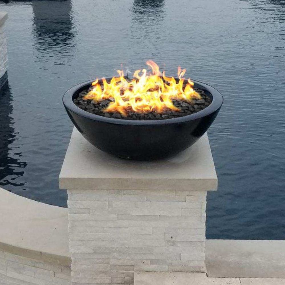 Modern Blaze Smooth Concrete Gas Fire Bowl - 27-Inch to 76-Inch Sizes