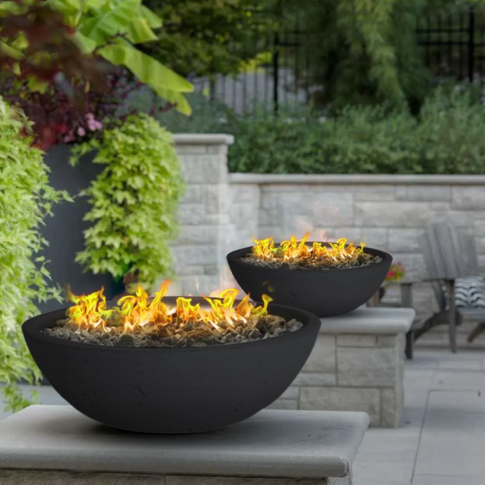 Modern Blaze Smooth Concrete Gas Fire Bowl - 27-Inch to 76-Inch Sizes