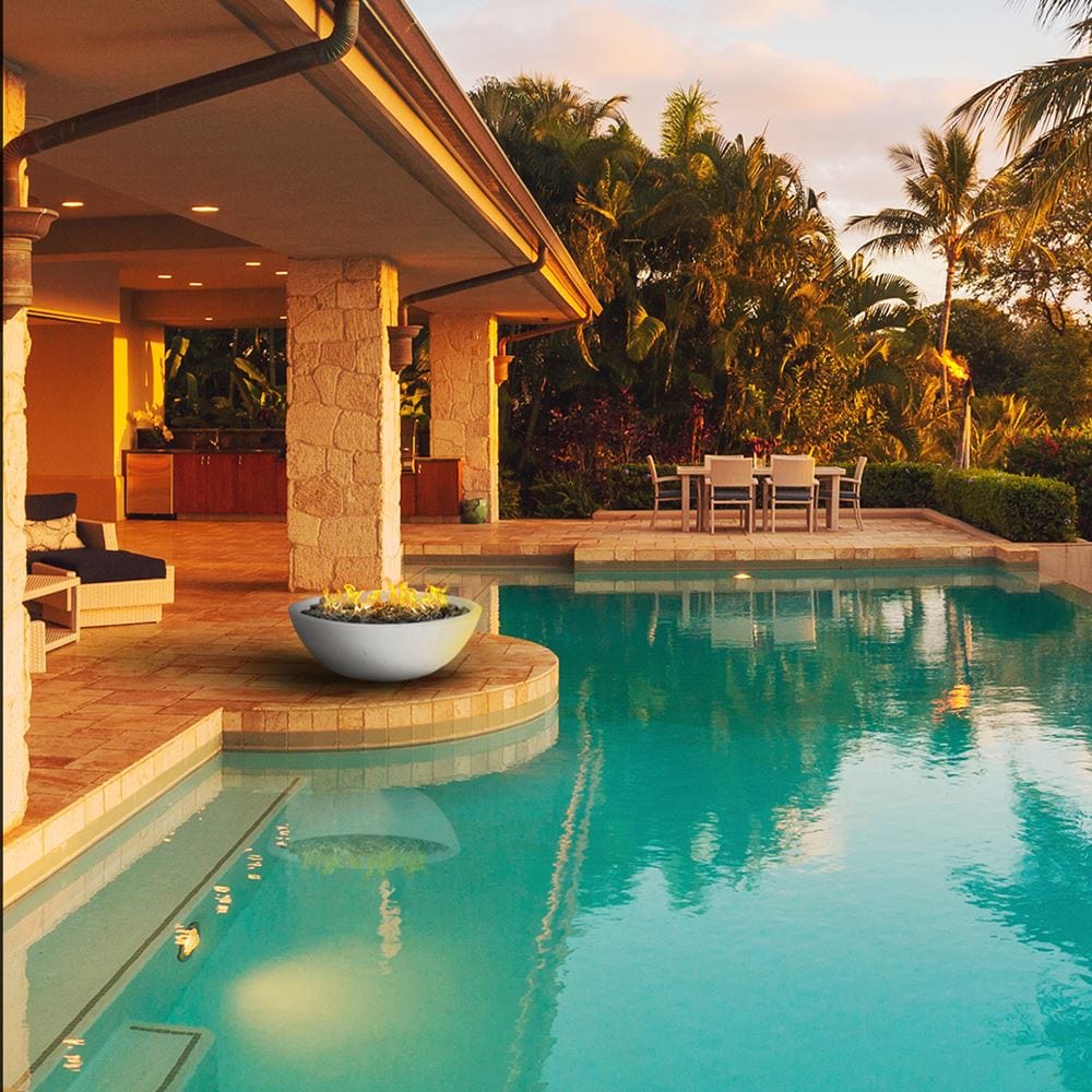 Modern Blaze Smooth Concrete Gas Fire Bowl - 27-Inch to 76-Inch Sizes