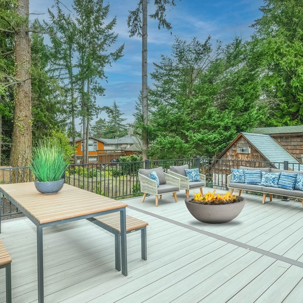 Modern Blaze Smooth Concrete Gas Fire Bowl - 27-Inch to 76-Inch Sizes