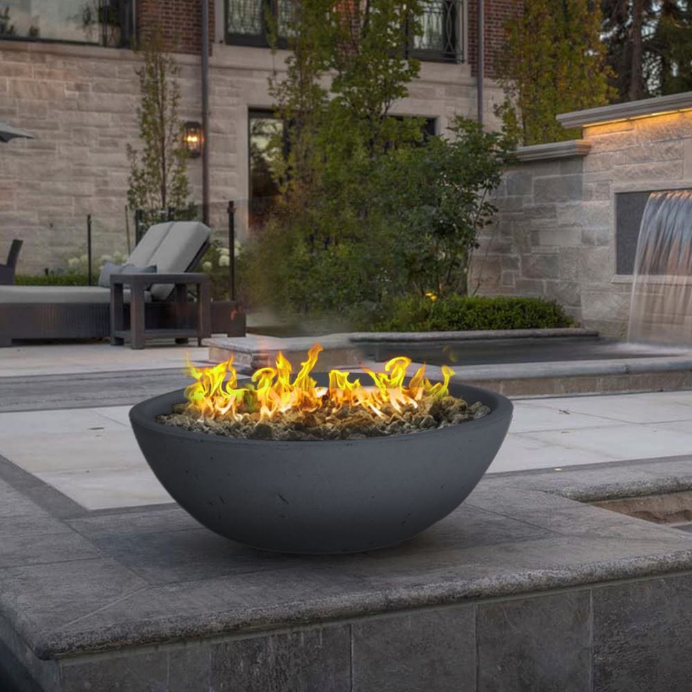 Modern Blaze Smooth Concrete Gas Fire Bowl - 27-Inch to 76-Inch Sizes
