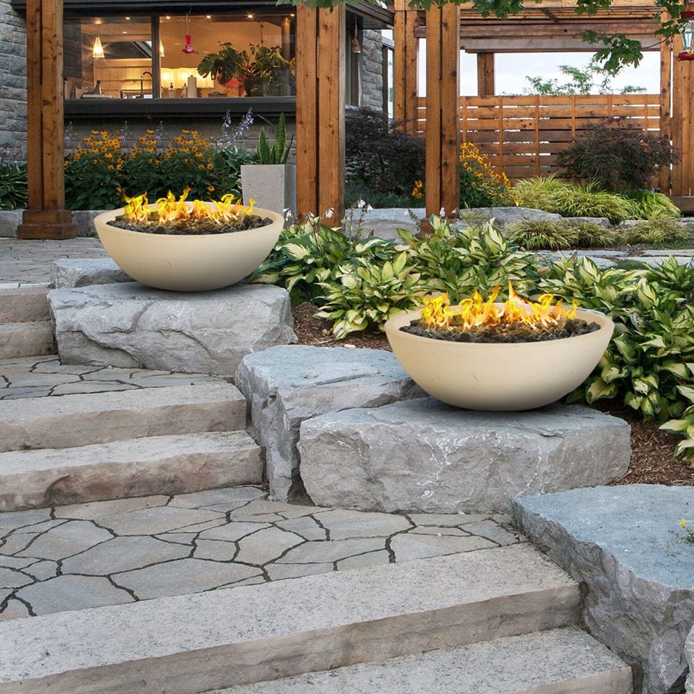 Modern Blaze Smooth Concrete Gas Fire Bowl - 27-Inch to 76-Inch Sizes