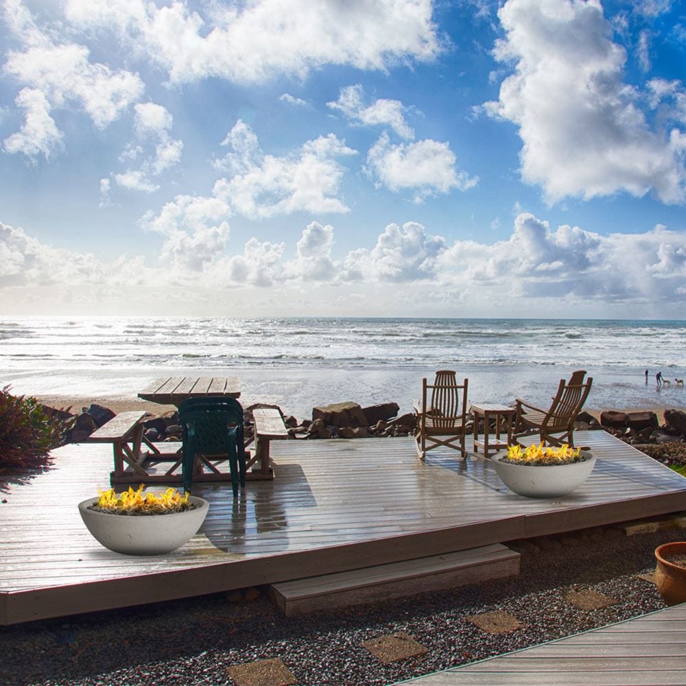 Modern Blaze Smooth Concrete Gas Fire Bowl - 27-Inch to 76-Inch Sizes