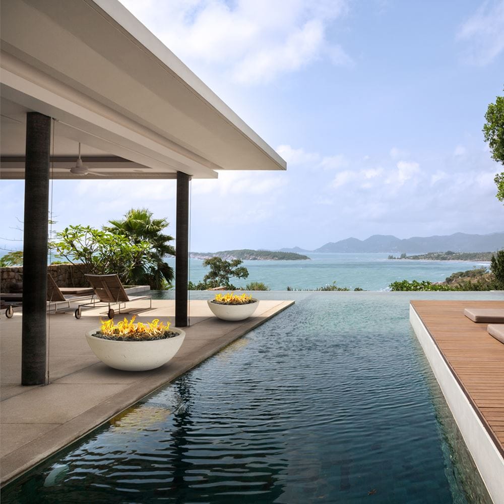 Modern Blaze Smooth Concrete Gas Fire Bowl - 27-Inch to 76-Inch Sizes