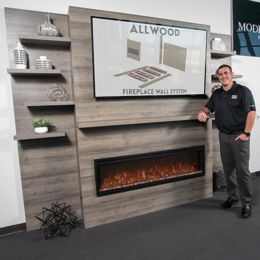 Modern Flames Allwood Fireplace Wall System for Spectrum Slimline Electric Fireplace