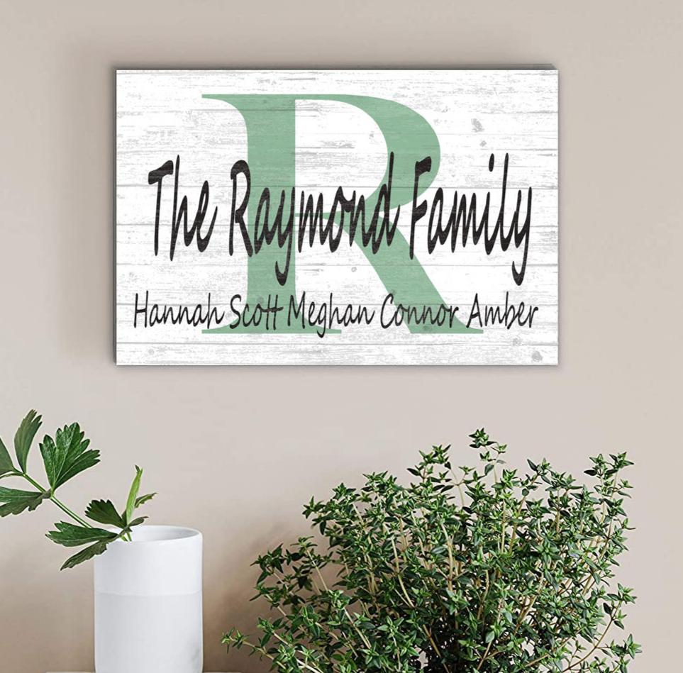 Monogram Family Name Sign Custom With Est. Date or Family Member Names