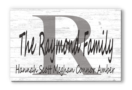 Monogram Family Name Sign Custom With Est. Date or Family Member Names