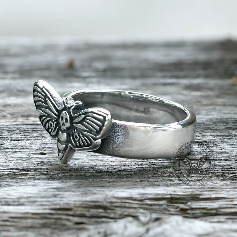 Moth Skull Stainless Steel Animal Ring