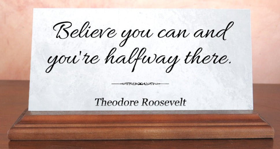 Custom Quote Marble Plaque – Personalized Desk Display with Saying and Optional Credit