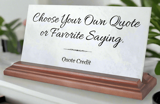 Custom Quote Marble Plaque – Personalized Desk Display with Saying and Optional Credit