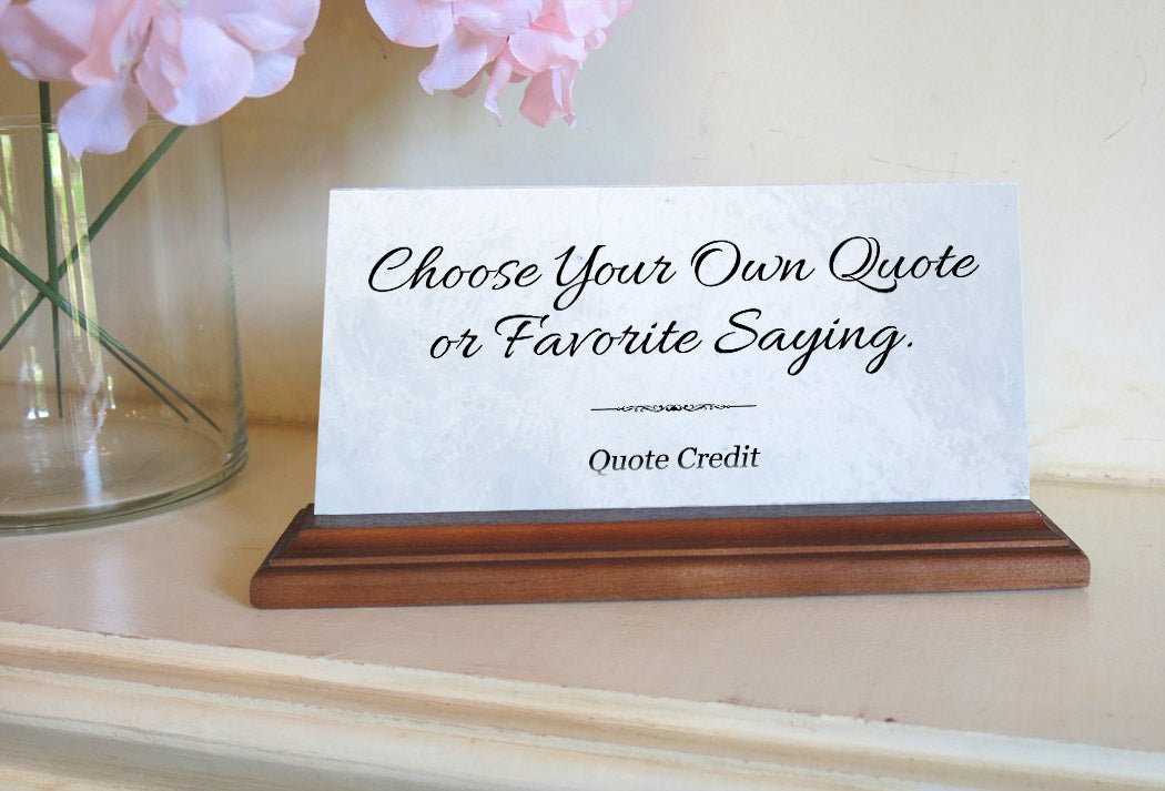 Custom Quote Marble Plaque – Personalized Desk Display with Saying and Optional Credit