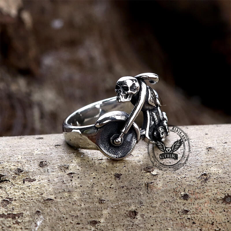 Motorcycle Skull Stainless Steel Biker Ring