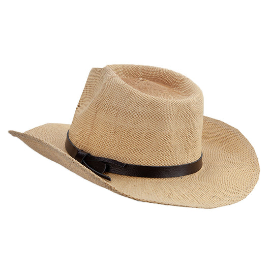 Men's Paper Straw Cowboy Hat with Eagle Design