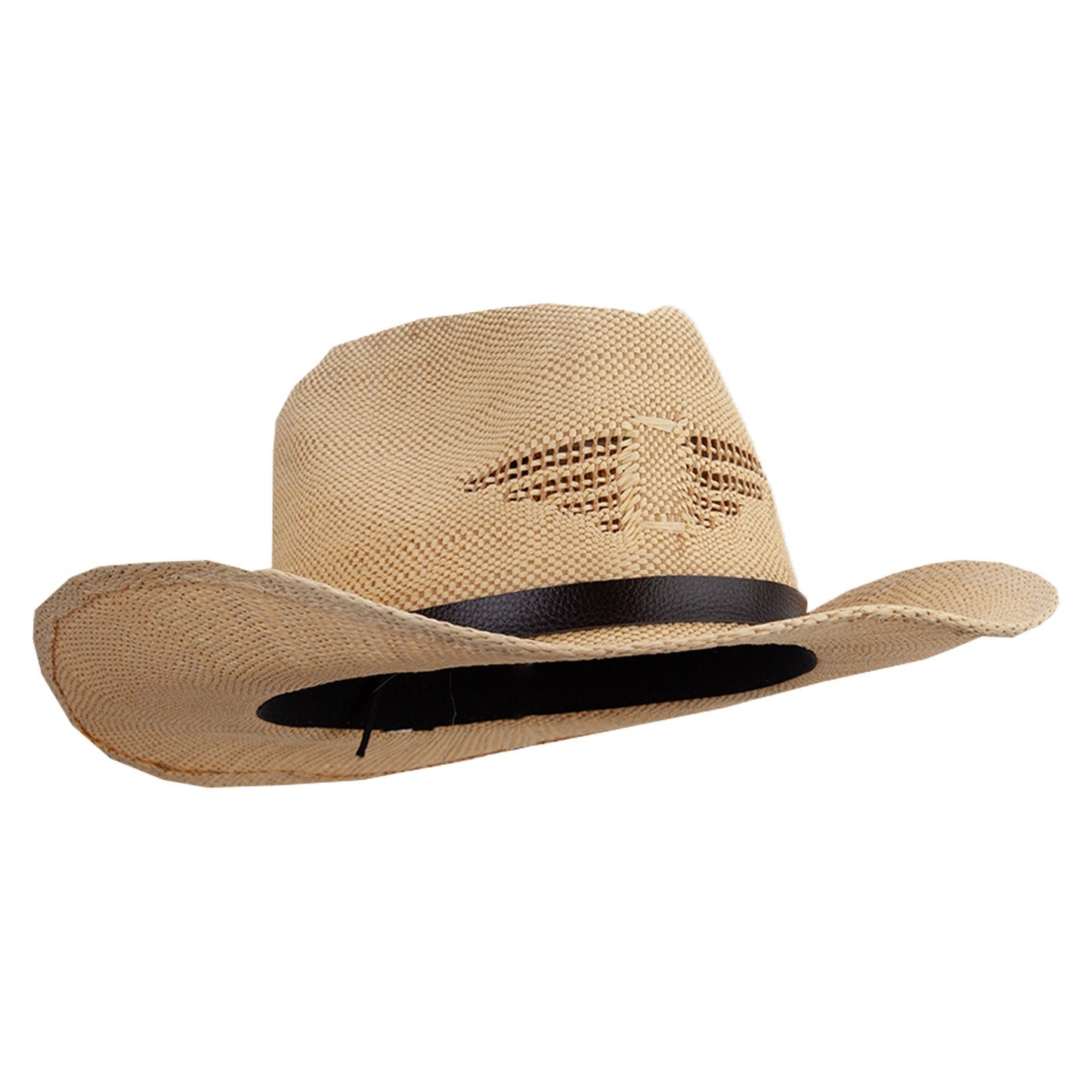 Men's Paper Straw Cowboy Hat with Eagle Design