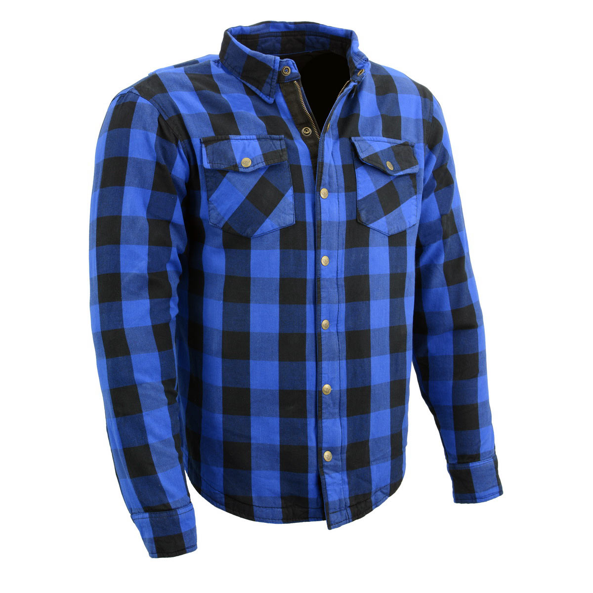 Milwaukee Leather Men's Neptune Black CE Armored Flannel Shirt with Aramid Reinforced Zones - MPM1634