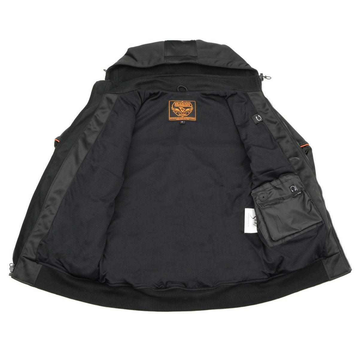 Milwaukee Leather MPM1764 Men's Black Soft Shell CE Armored Motorcycle Racing Style Hoodie Jacket w/ Detachable Hood