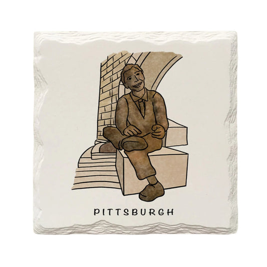 Mr. Rogers Memorial Statue Ceramic Drink Coaster by The Doodle Line
