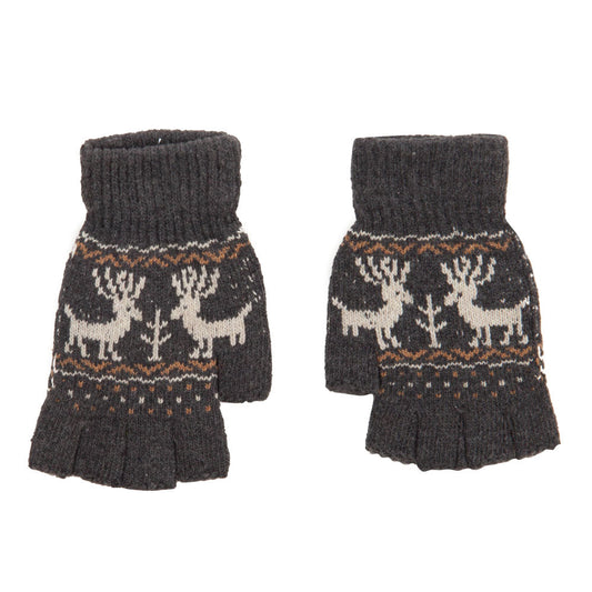 Men's Reindeer Design Fingerless Glove