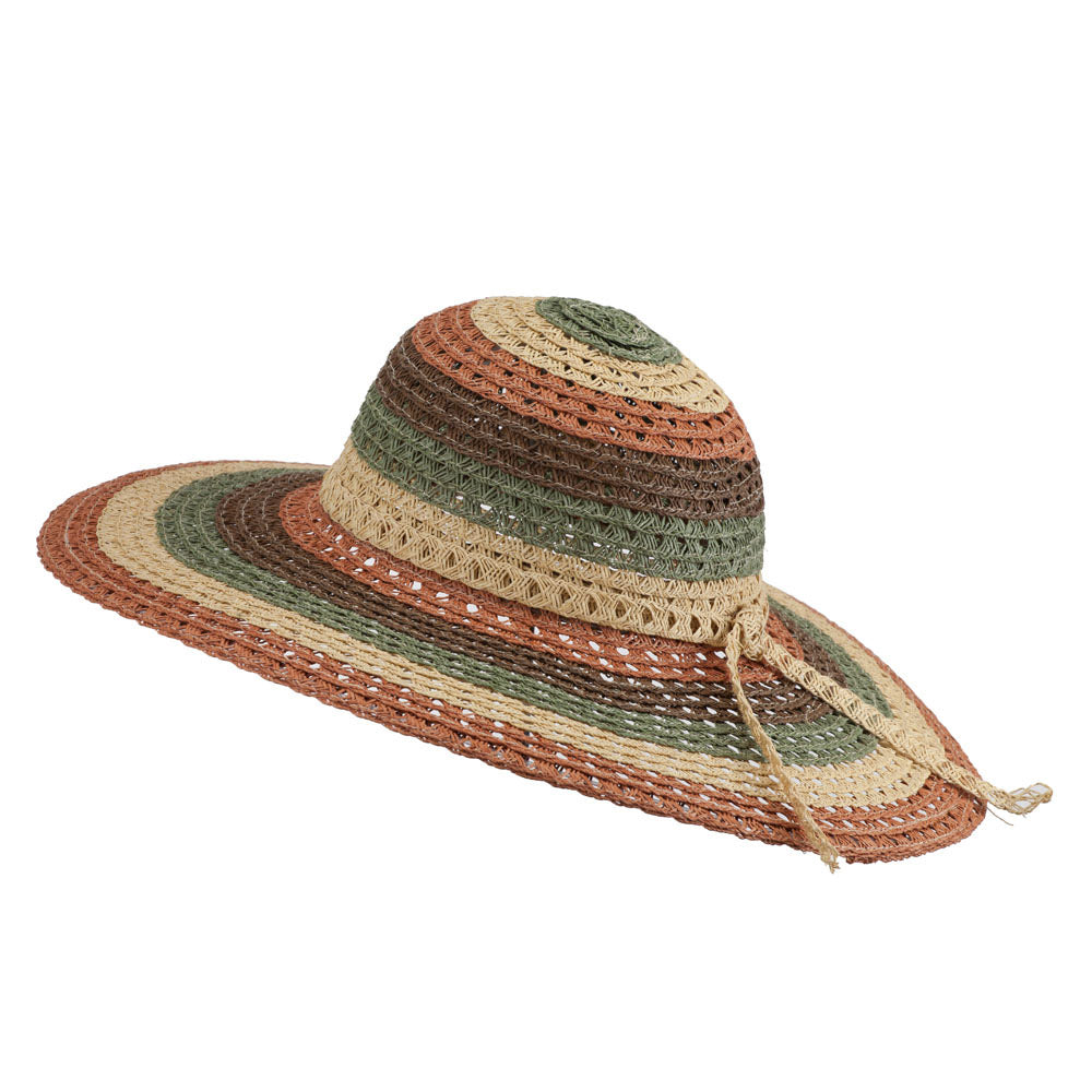 Women's Mix Striped Paper Straw Hat