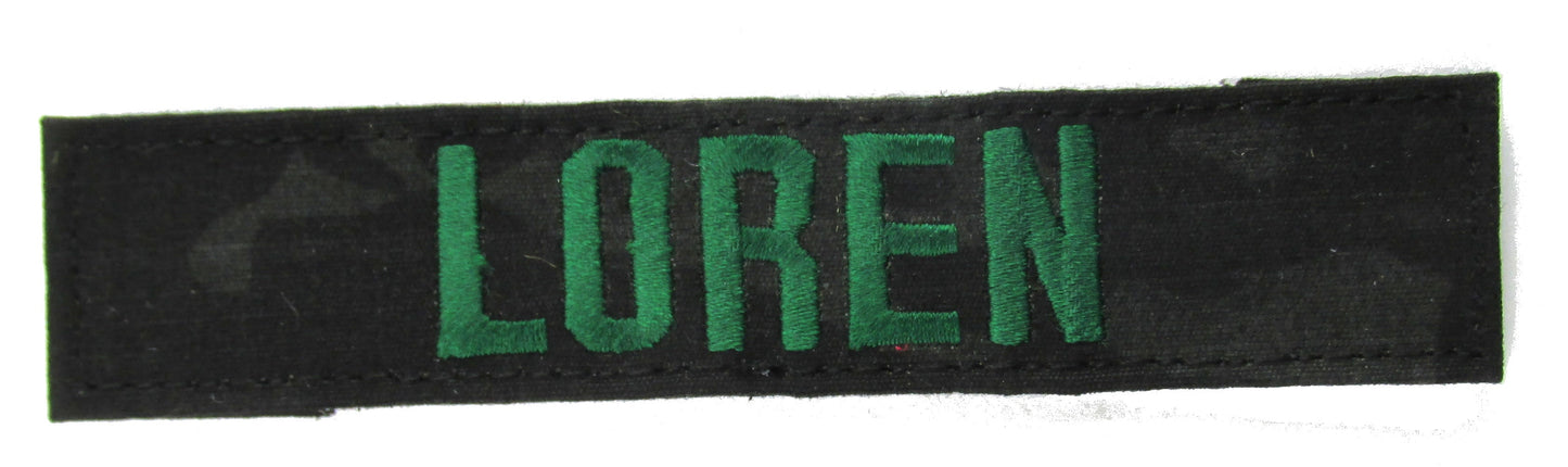 Multicam Black Name Tape with Hook Fastener - Fabric Material