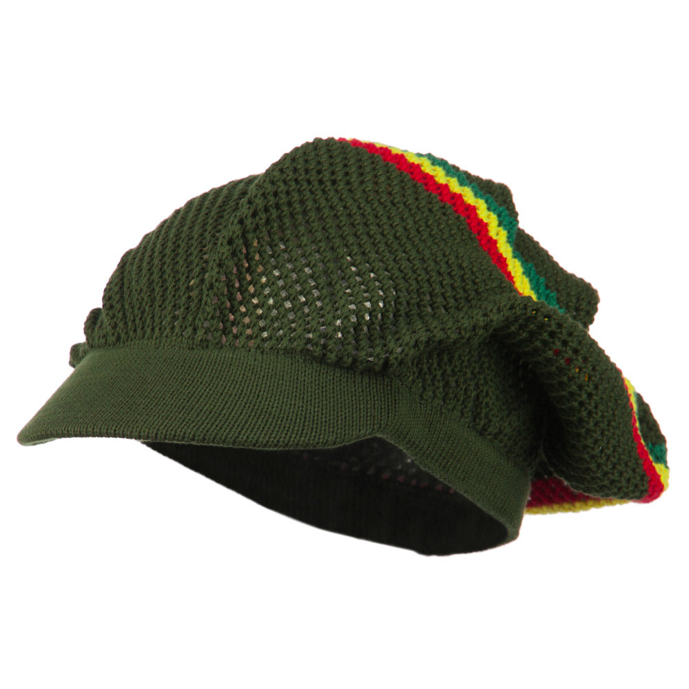 Big Size Mesh Rasta Deep Visored Beanie