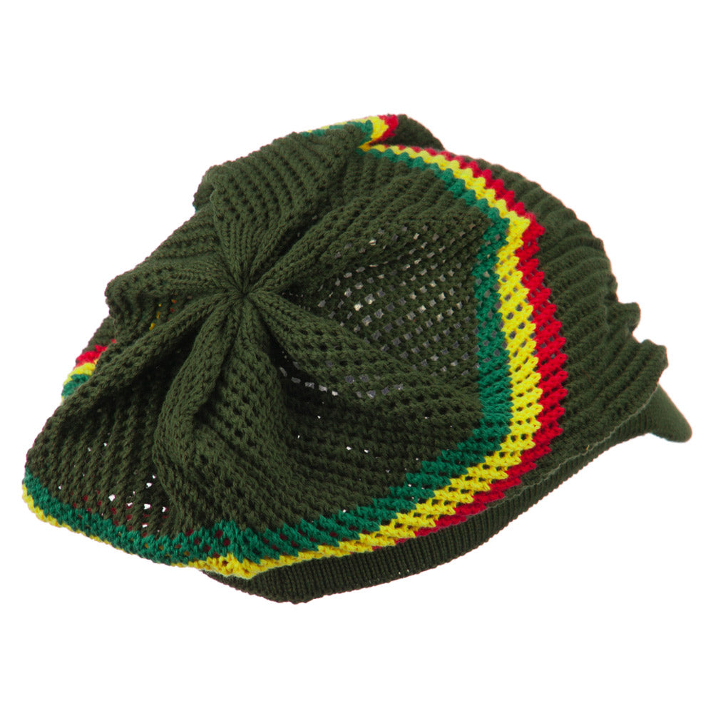 Big Size Mesh Rasta Deep Visored Beanie