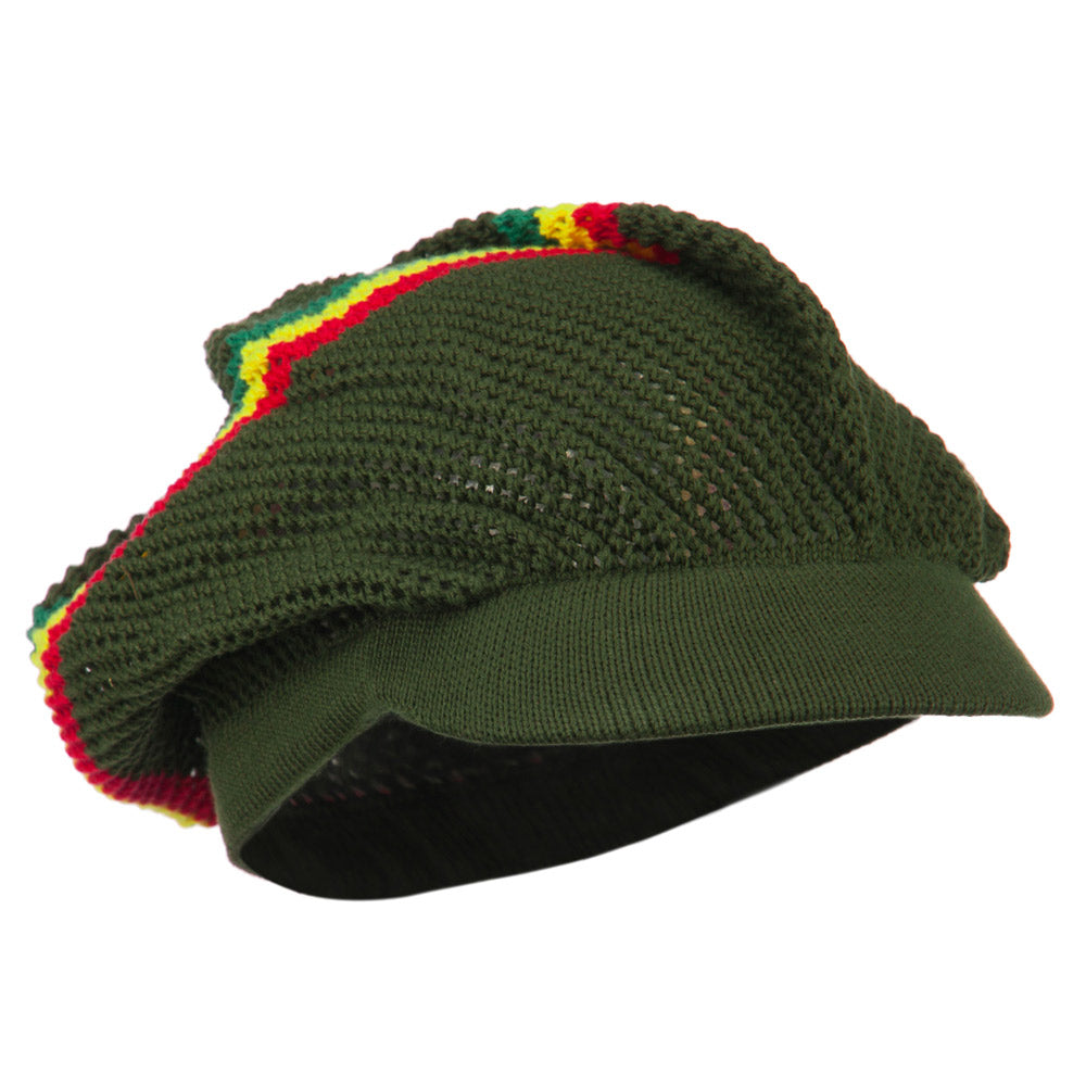 Big Size Mesh Rasta Deep Visored Beanie
