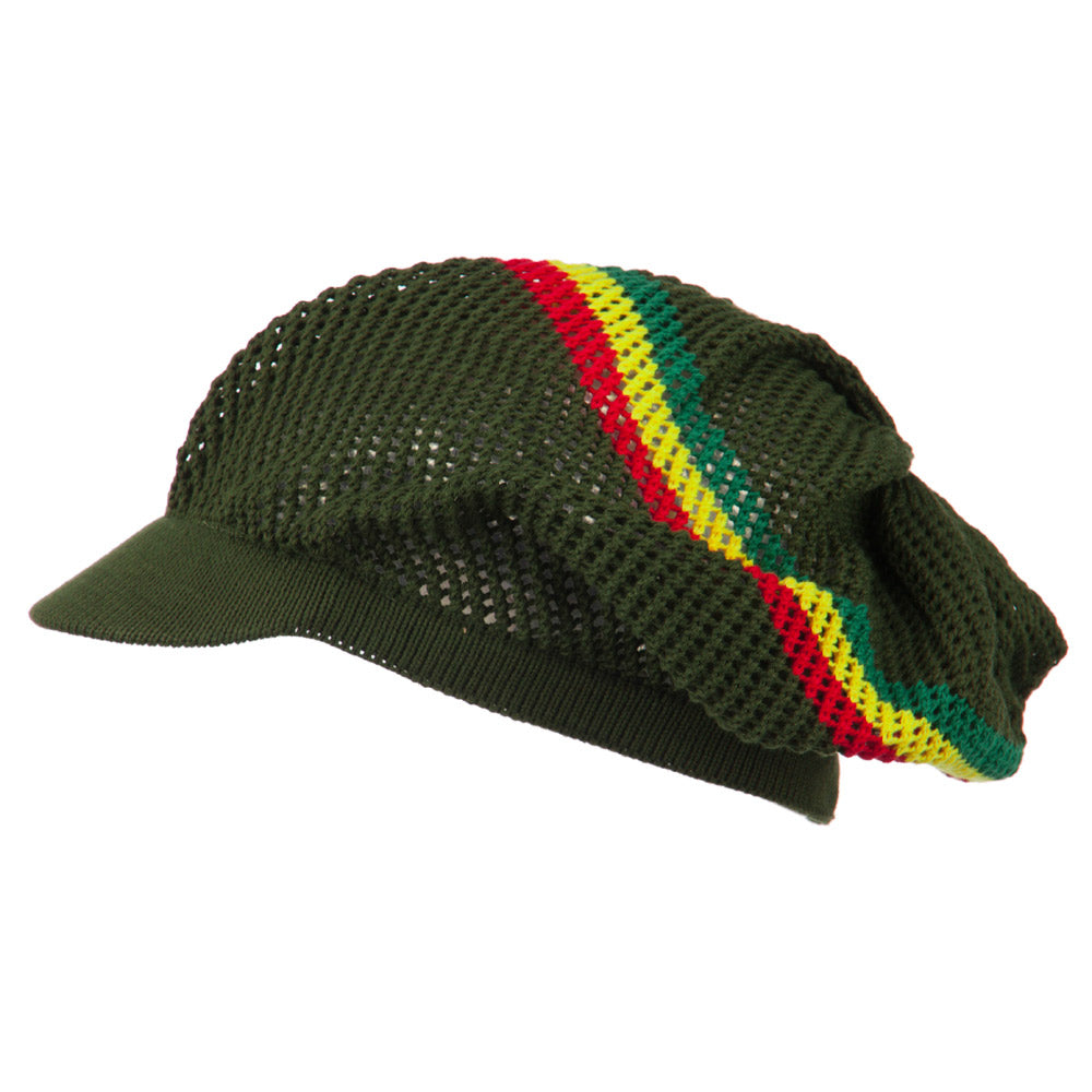 Big Size Mesh Rasta Deep Visored Beanie