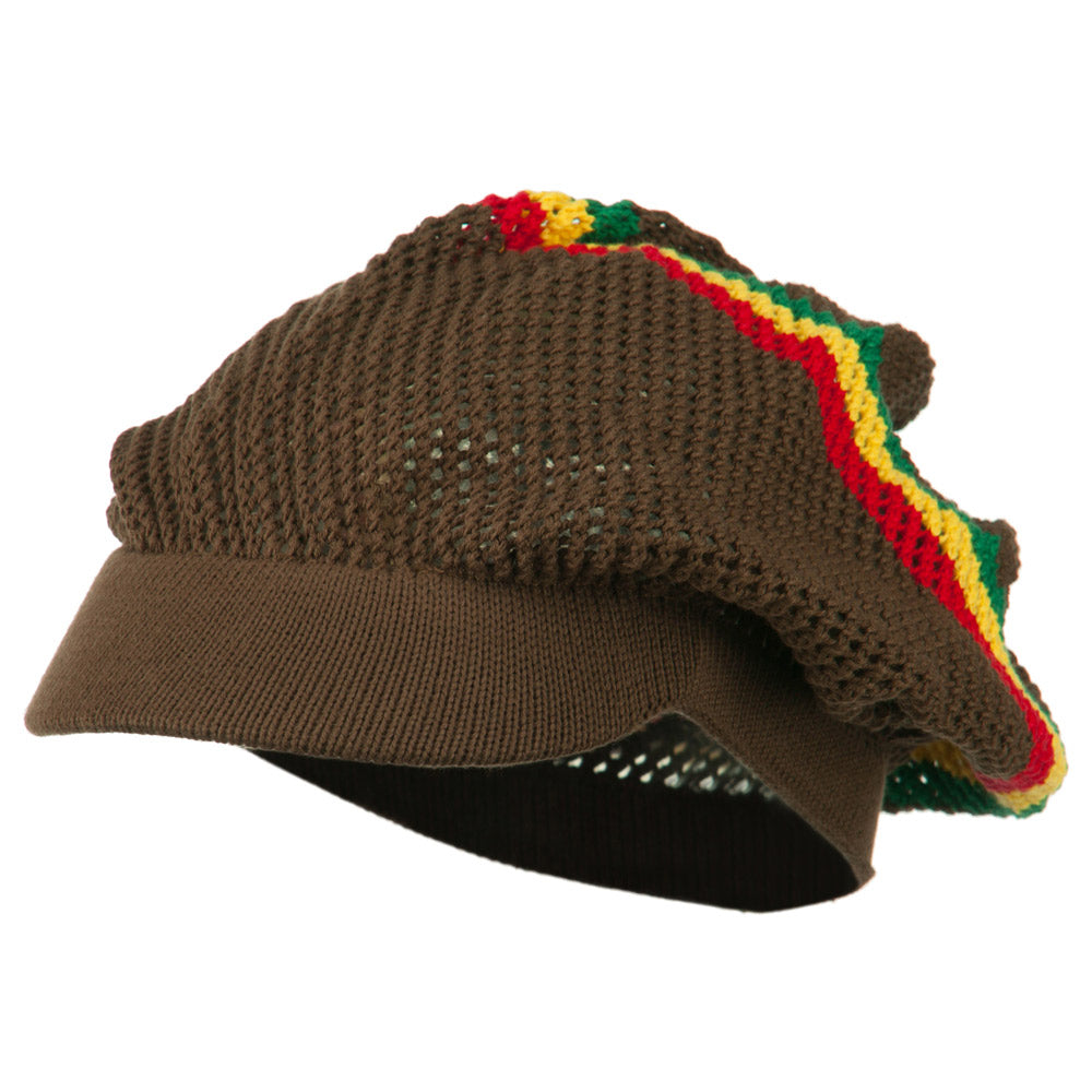 Big Size Mesh Rasta Deep Visored Beanie