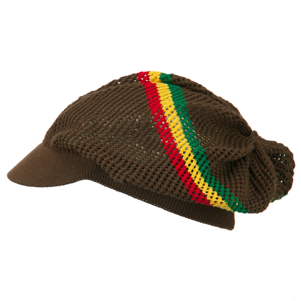 Big Size Mesh Rasta Deep Visored Beanie