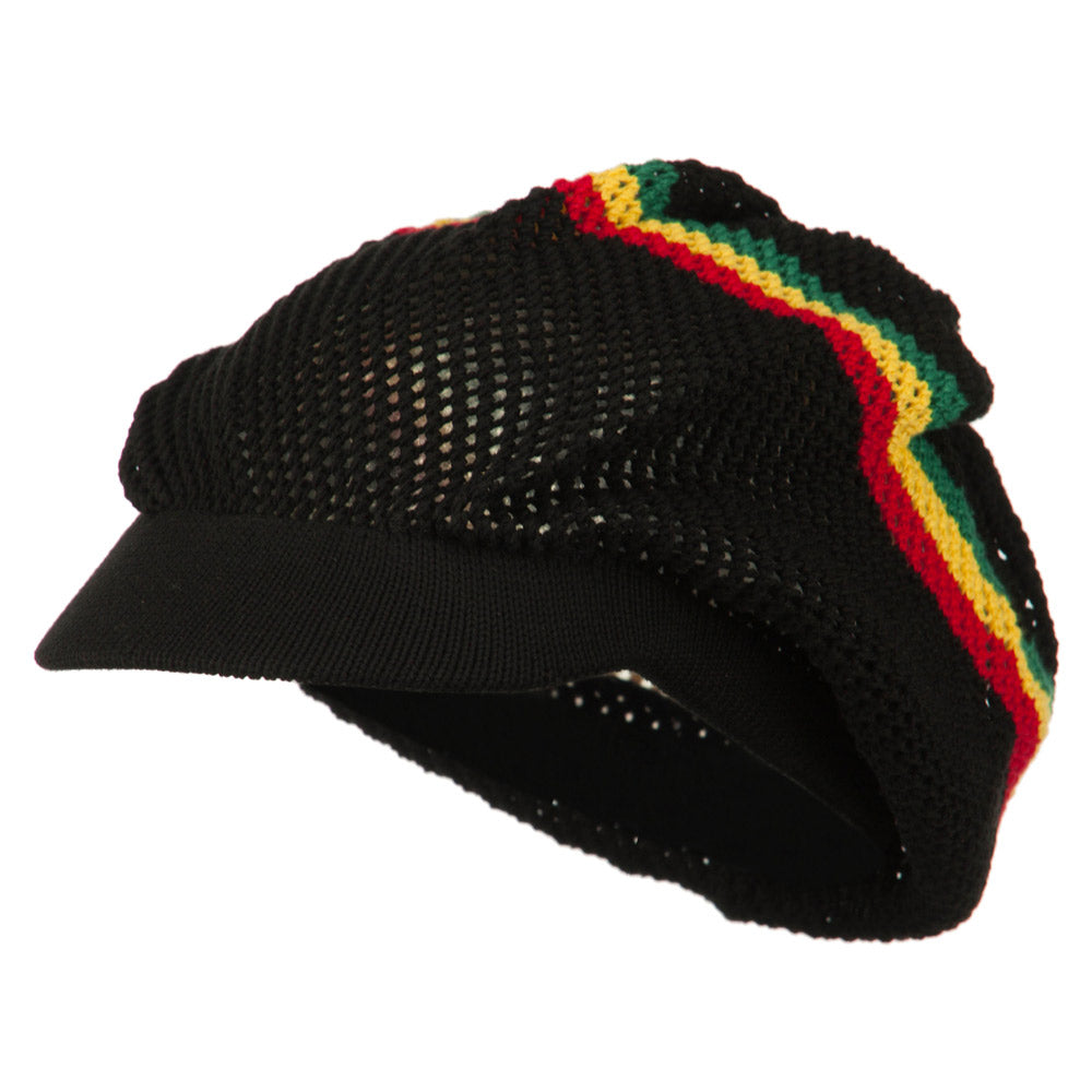 Big Size Mesh Rasta Deep Visored Beanie