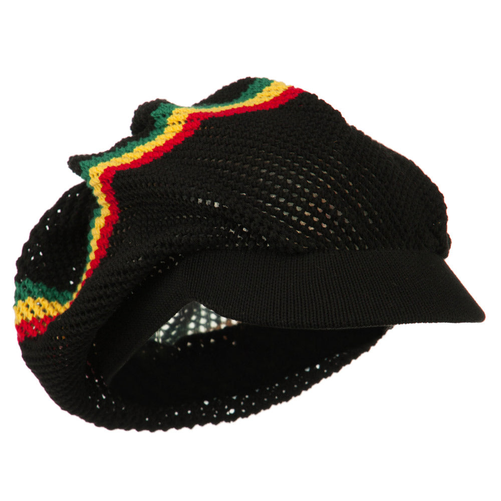 Big Size Mesh Rasta Deep Visored Beanie