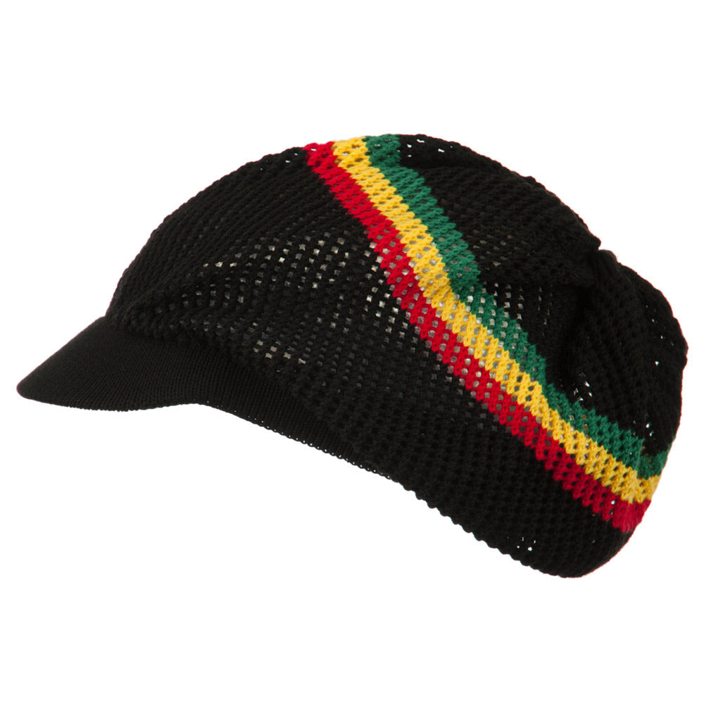 Big Size Mesh Rasta Deep Visored Beanie