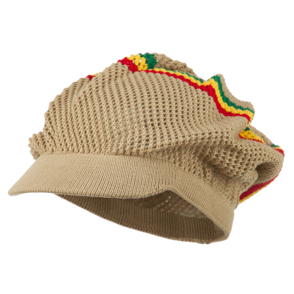 Big Size Mesh Rasta Deep Visored Beanie