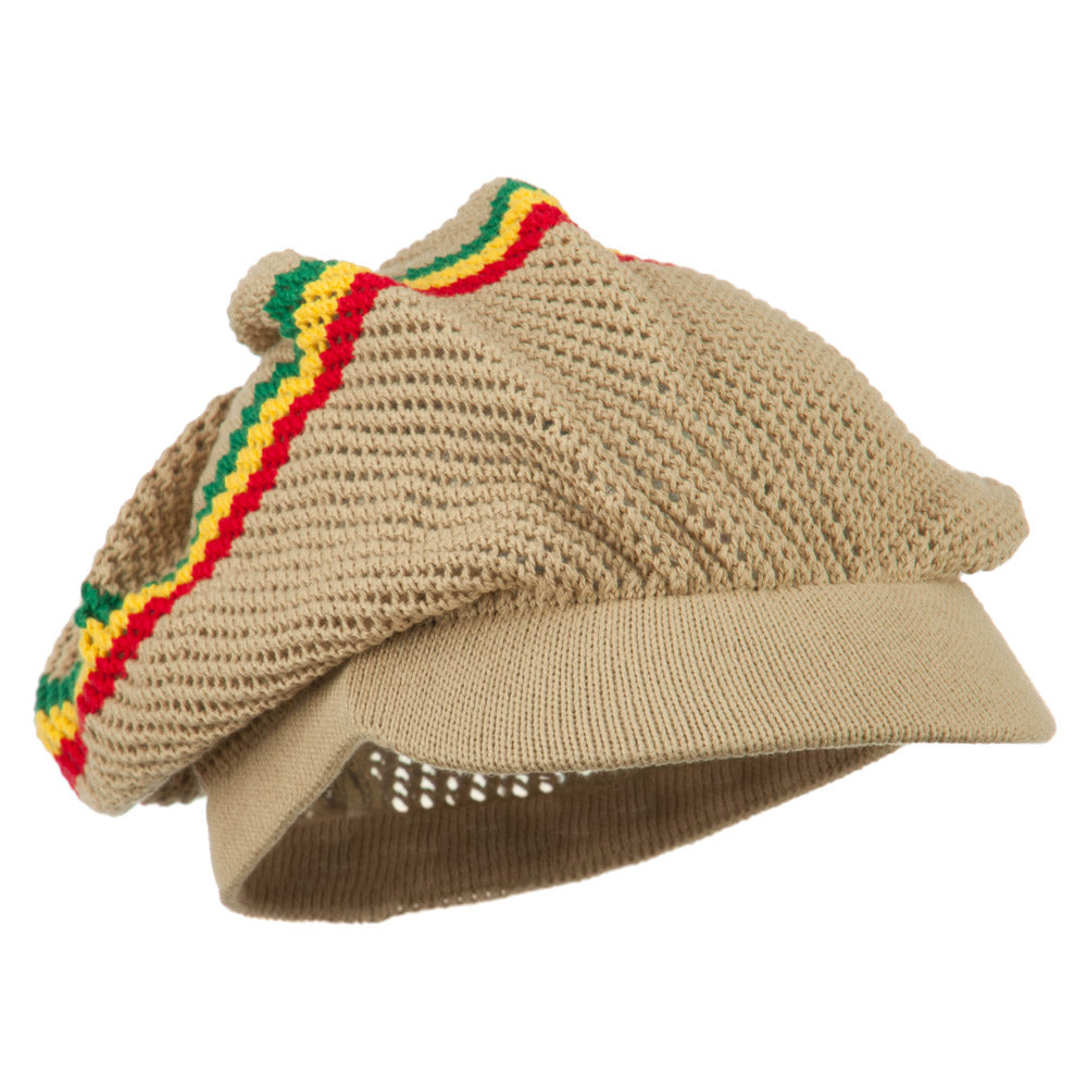 Big Size Mesh Rasta Deep Visored Beanie