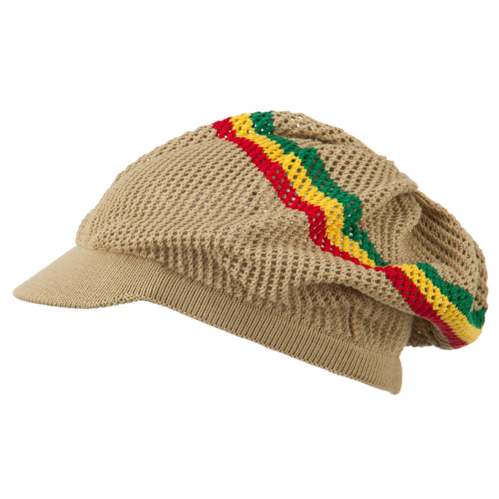 Big Size Mesh Rasta Deep Visored Beanie