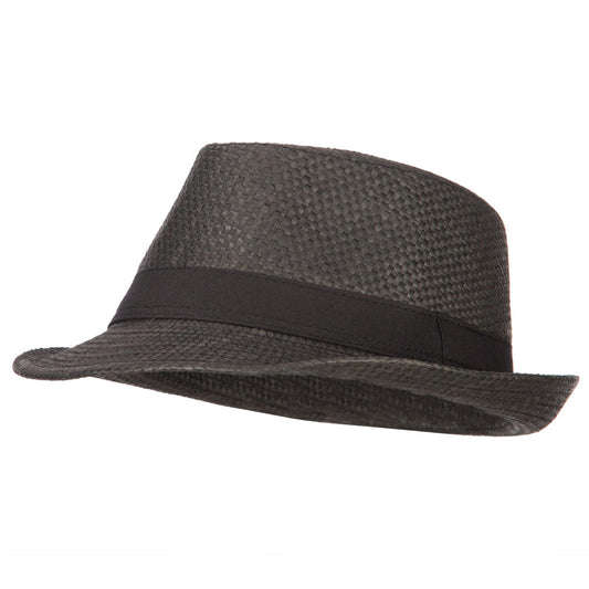 Men's Woven Paper Fedora Hat with Black Band