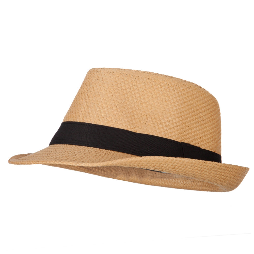 Men's Woven Paper Fedora Hat with Black Band