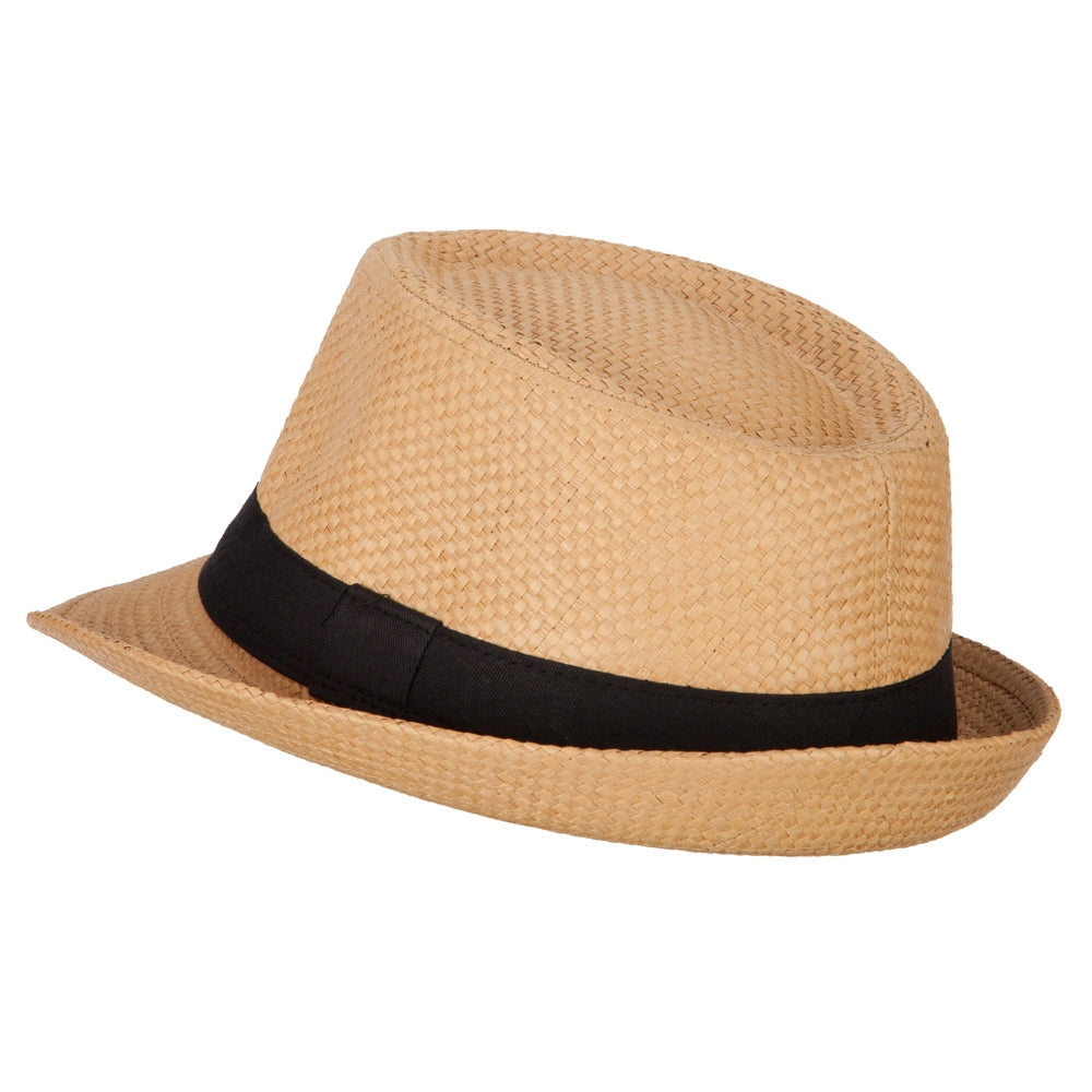 Men's Woven Paper Fedora Hat with Black Band