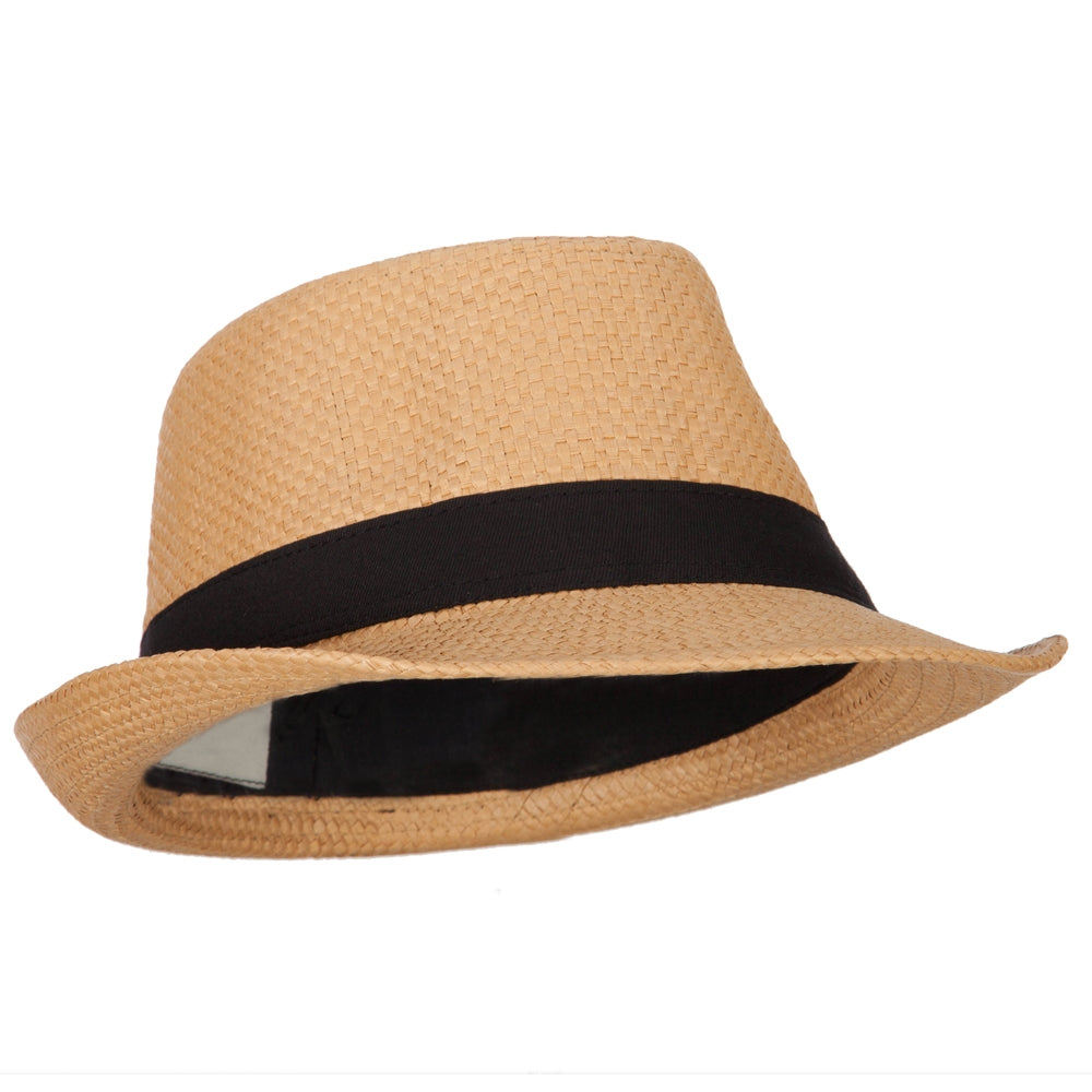 Men's Woven Paper Fedora Hat with Black Band