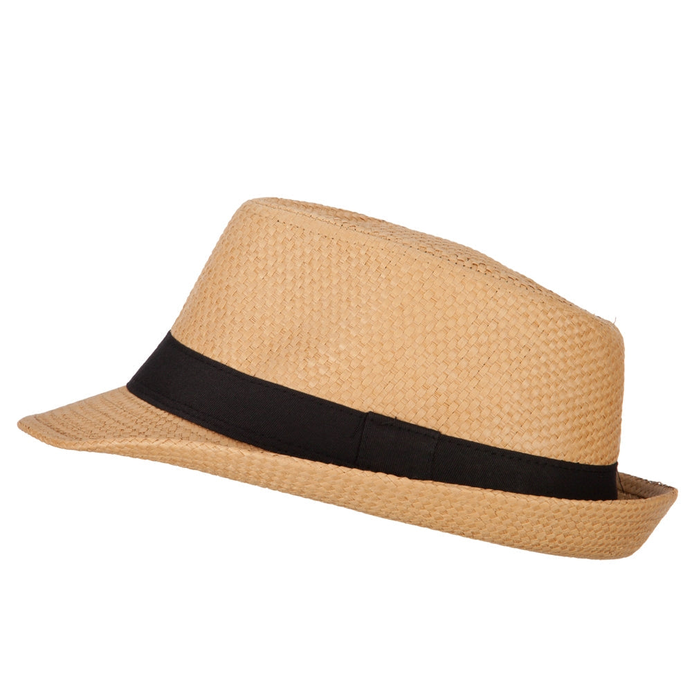 Men's Woven Paper Fedora Hat with Black Band