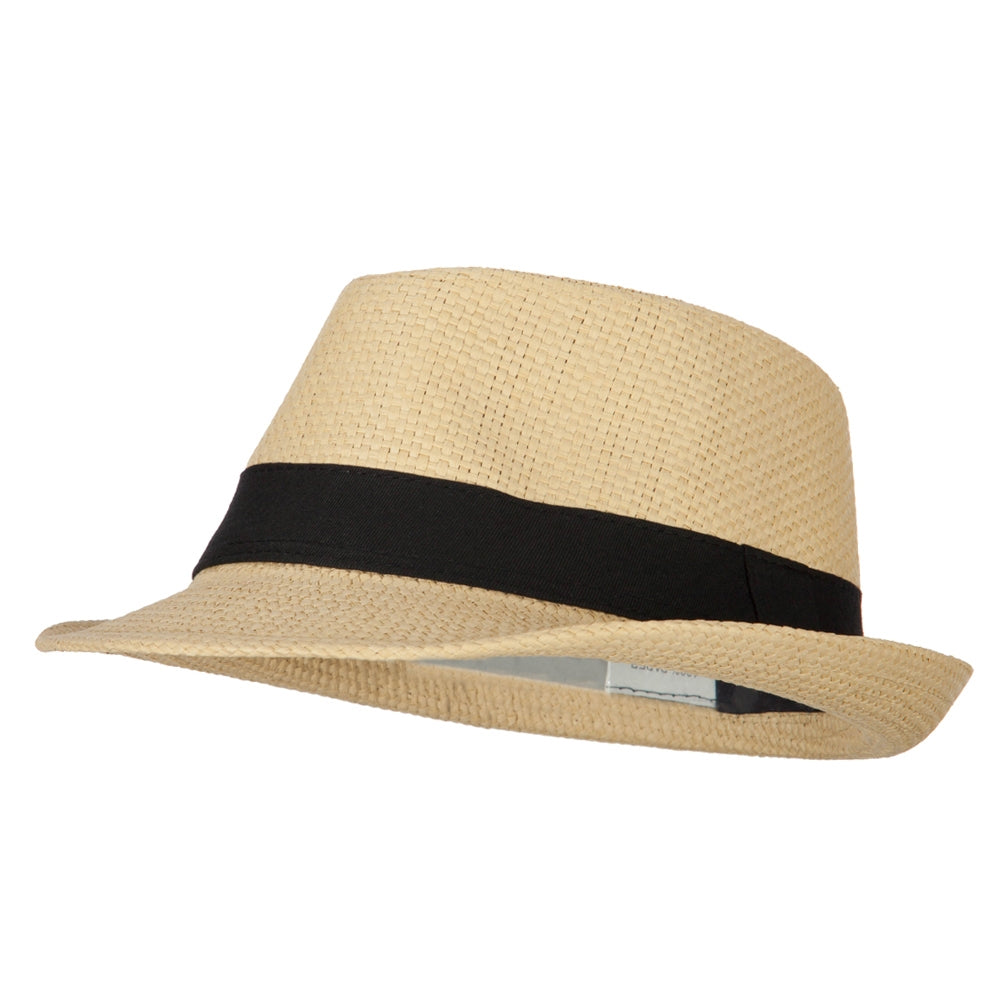 Men's Woven Paper Fedora Hat with Black Band