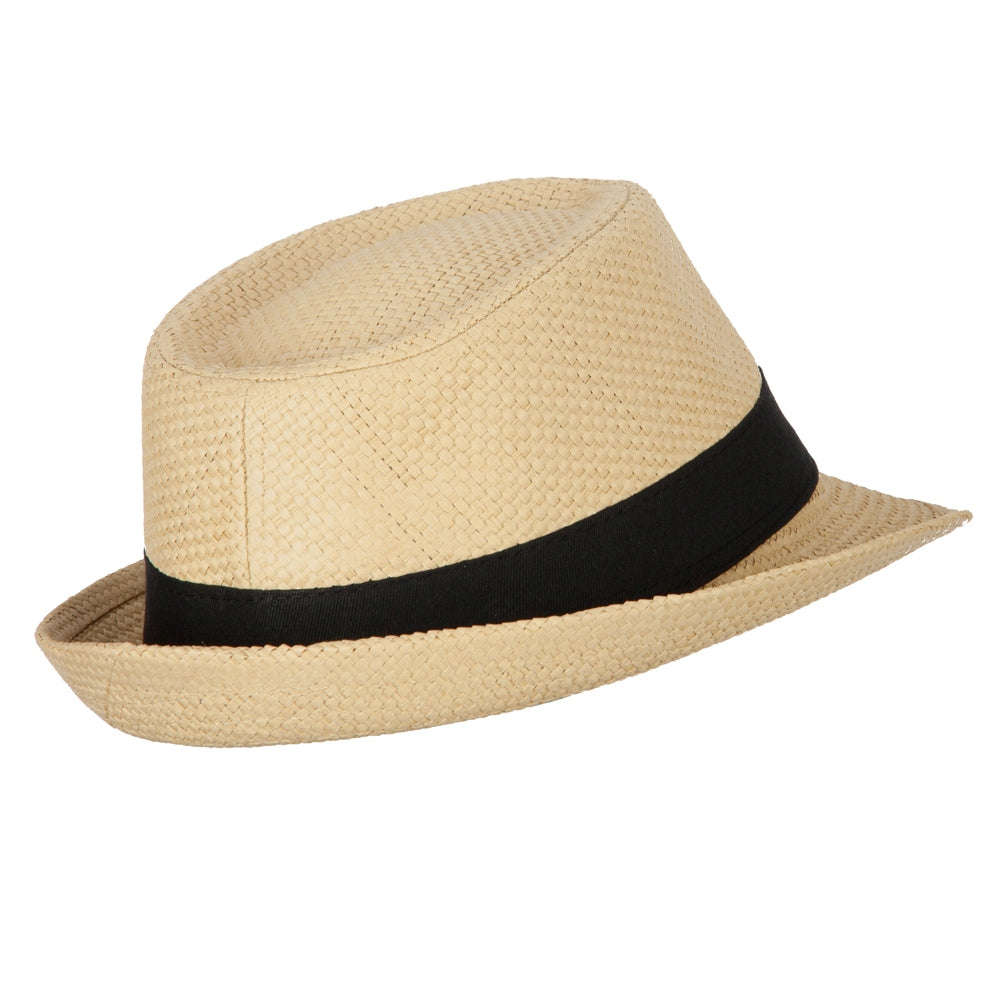 Men's Woven Paper Fedora Hat with Black Band