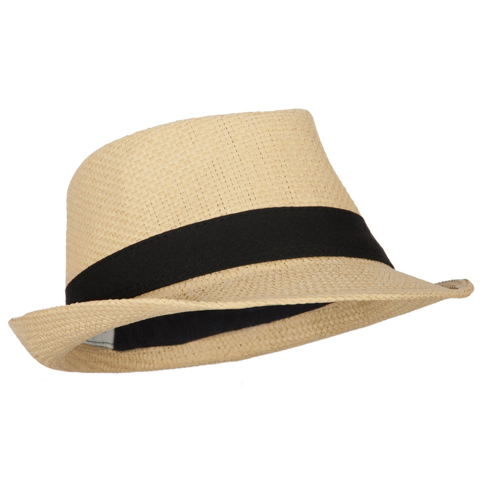 Men's Woven Paper Fedora Hat with Black Band
