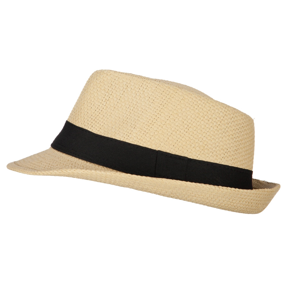 Men's Woven Paper Fedora Hat with Black Band