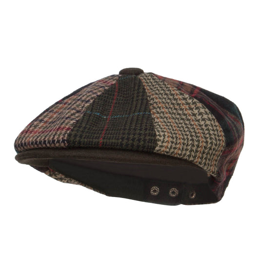 Men's Mix Patchwork Wool 8 Panel Newsboy